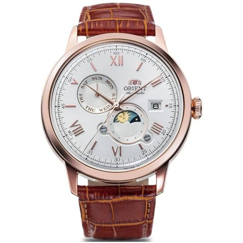 Orient Bambino Automatic Moonphase Leather Strap Men's Watch RA-AK0801S