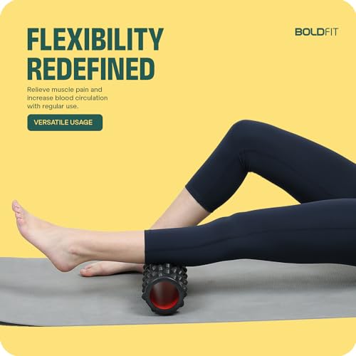 Image of Boldfit Foam Roller for Back Pain, Deep Tissue Massage and Body Pain High Density Foam Roller for Exercise Gym, Home Back Roller for Muscle Recovery Massage Roller for Stretching, Yoga -Spike, 33Cms
