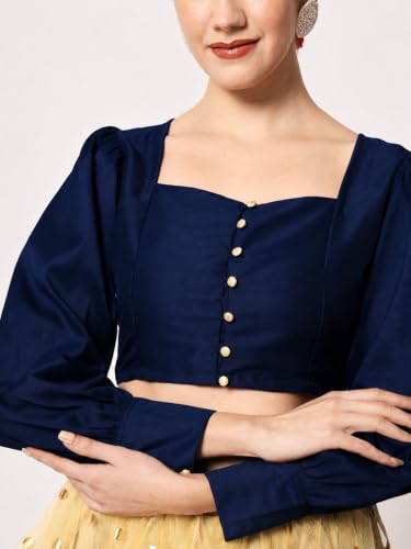 Image of studio rasa Chroma Button Down Shirt Style Crop Top for Women Girls Casual Party