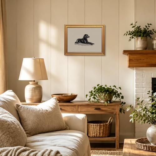 Œuvre d'art vintage Cnavas chien noir tableau déco ferme et bureau - 2