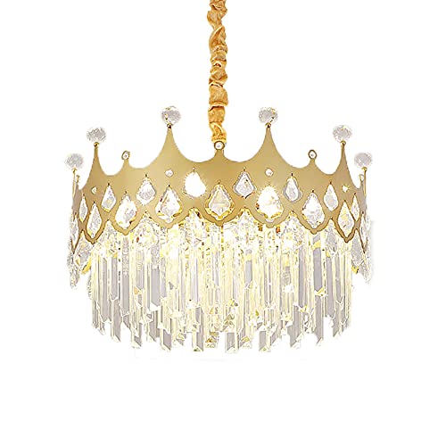 Chandelier cristal E27 doré 50cm plafonnier design salon moderne
