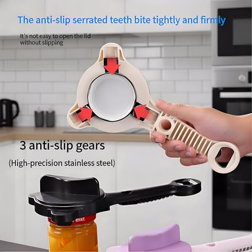 4-in-1 Adjustable Jar Opener – Stainless Steel Lid & Bottle Opener, Heavy Duty Easy Grip for Weak Hands, Fits 1–4 Inch Caps, Kitchen Tool for Seniors & Arthritis (Black) - image 6