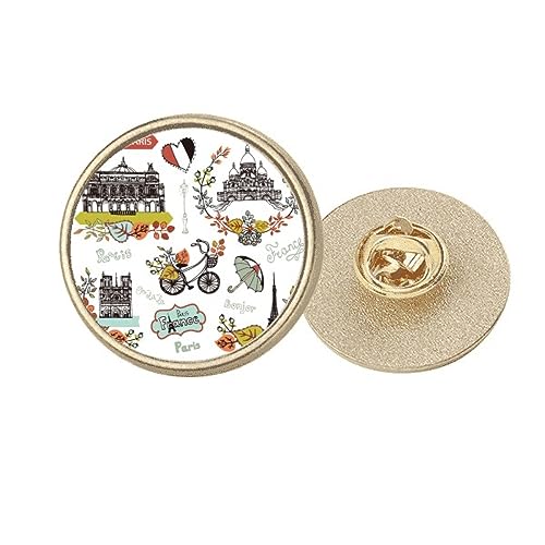 Broche dorée Eiffel Paris avec fermoir sécurisé et motif graffiti