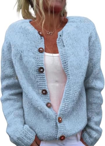 Image of Women's Funny Fall Winter Animal Floral Christmas Tree Long Sleeve Button Knit Cardigan Sweater