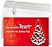 Produktbild 50 Premium Weihnachtskarten mit Umschlag Set für Firmen, hochwertige Klappkarten 19 x 12 cm groß, Team Weihnachtsbaum aus Mützen rot