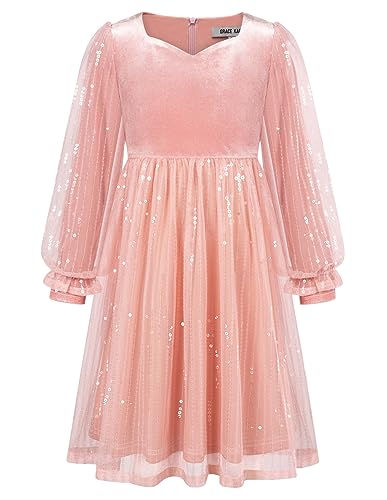 GRACE KARIN Mädchen Kleid Prinzessin Festliches Kleider Kinder Langarm...