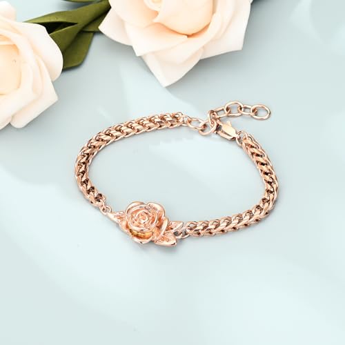 shajwo Cremation Jewelry Rose Flower Urn Bracelet for Human Ashes for Women Girl Adjustable Memorial Keepsake Link Bracelet 5