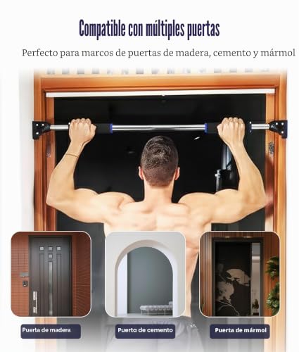 Barra de dominadas ROMIX ajustable de 72 a 97 cm sin tornillos para puerta de casa 4