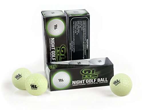 R&L Night Golf Ball Glow in The Dark - Fluorescent Luminous Balls Rechargeable with Sunlight Or Uv Flashlight Included (6 Pack)