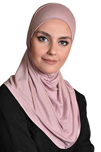 Al Amira Hijab 2 pcs Muslim Hijab Cotton Amira 2 Piece Hood & Hijab Tube Underscarf Cap Dusty Rose