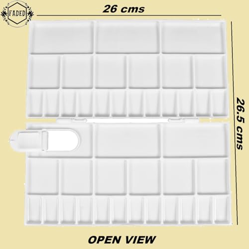 Image of Faded Folding Plastic Paint Palette - Compact Mixing Tray for Watercolor, Gouache, Acrylic & Oil Paint - Ideal for Professional Artists, Students & DIY Painting Projects (Medium)