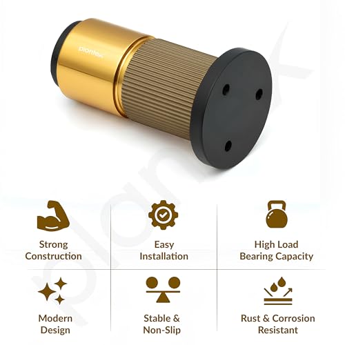 Image of Plantex 3 Inch Sofa Leg for Bed Furniture /Aluminium Sofa Leg for Table /Support Legs /Furniture Leg - Pair of 2 (4 Piece) (DTS-77, Brass Antique & Gold)