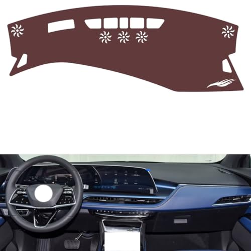 Anti-Slip Sun-Proof Dashboard Cover Compatible with Cadillac GT4 （Warning Light）, Premium Leather (Brown)