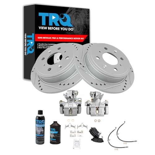 Image of TRQ Brake Pad & Rotor Kit Performance Semi-Metallic Compatible with 1994 Acura Integra