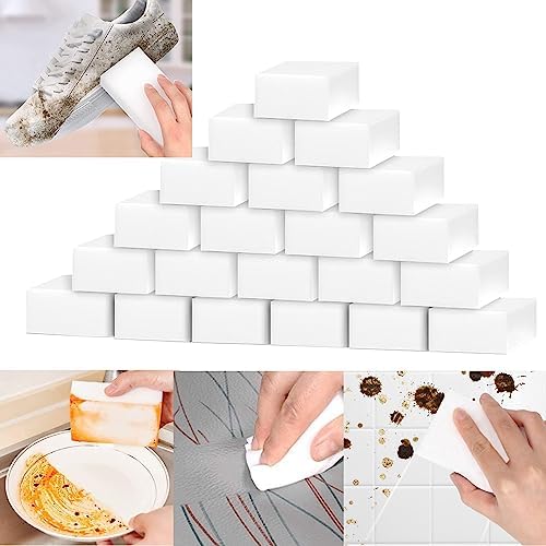 20Pack M agic Cleaning Sponge Eraser, Sponge Foam Cleaning Pads, Non-Scratch Scrub Sponge Cleaner, Multi-Functional Household Cleaning Kitchen Dish Bathtub Furniture Shoe (Multicolor, One Size)