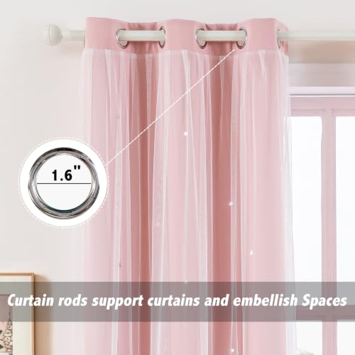 Image of indistar Star Cutout Kids Window Blackout Curtains for Girl Bedroom Window Room Darkening Curtains & Drapes Baby Nursery Curtains (2 Panel,35Wx63L inch,Blush Pink)