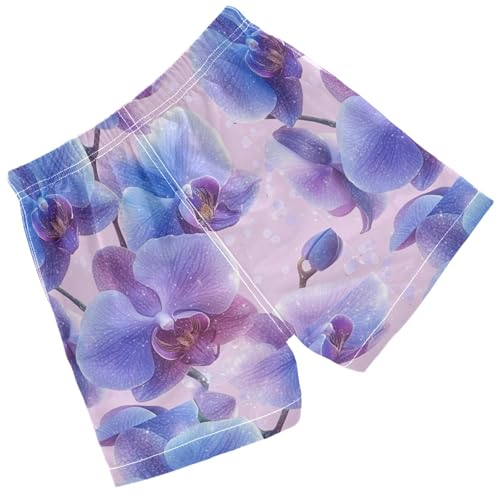 Pigsaly Boys Swim Trunks Pastel Purple Gradient Orchid Flower Boys Board Shorts Swimsuit Swimwear Summer Bathing Suit 2T2