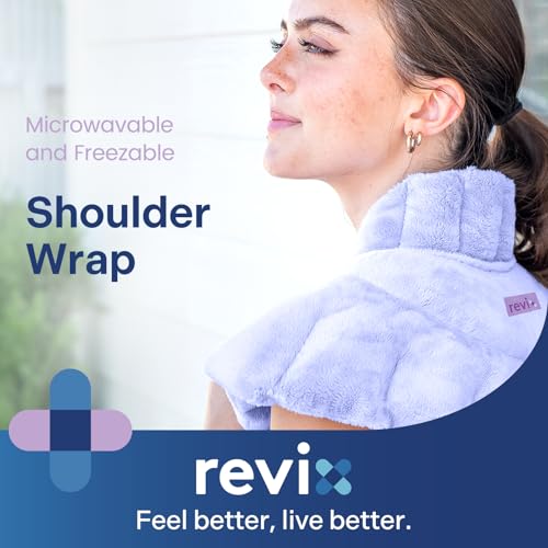 Image of REVIX Microwave Heating Pad for Neck Shoulders and Back with Moist Heat, Weighted Microwavable Heated Neck Wrap Warmer, Scented