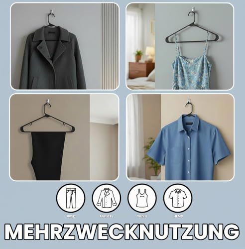 Utopia Home Schwarze Kunststoff-Kleiderbügel 50er Pack mit Haken – Ansicht 4