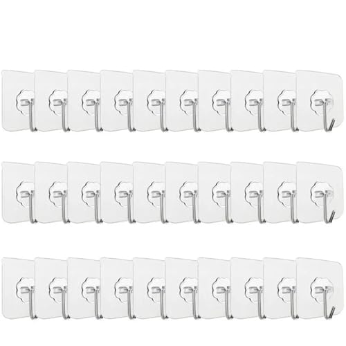 RJWKFOCF Mdingbao-Hoos Transparent Strong Self Adhesive Door Wall Hangers Hooks Suction Heavy Load Rack Cup Sucker for Kitchen Bathroom, 30Pcs, Strong Adhesive Wall Hooks