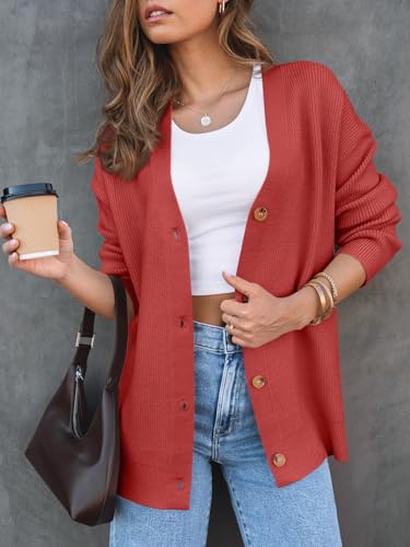 Image of LILLUSORY Women Oversized Cardigan Sweater 2025 Fall Outfits Cloth Fashion V Neck Knit Button Front Casual Trendy Tops
