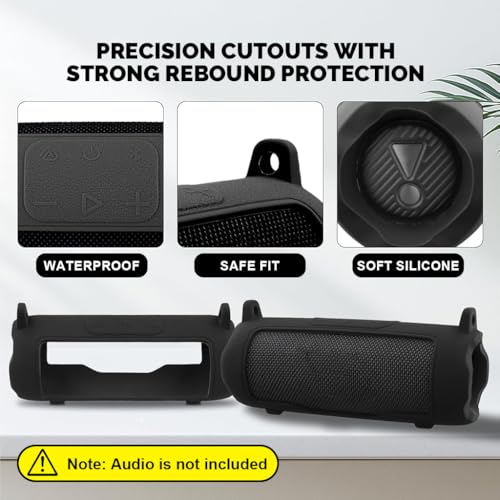 Image of ZORBES Silicone Case for JBL Flip 7 Portable Waterproof Speaker, Portable Travel Soft Cover with Shoulder Strap, Protective Skin Case (Black Case Only)