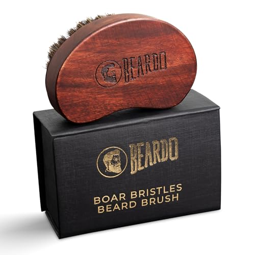 Beardo 100% Boar Bristle Beard Brush | Wooden Beard Grooming Brush for Men | Detangles & Styles Frizzy Beard | Travel-Friendly Ergonomic Design