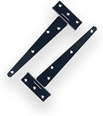 Innova T-Shape Tee Black Gate Door Shed Pair Hinges Coated Heavy Duty | 18" Long