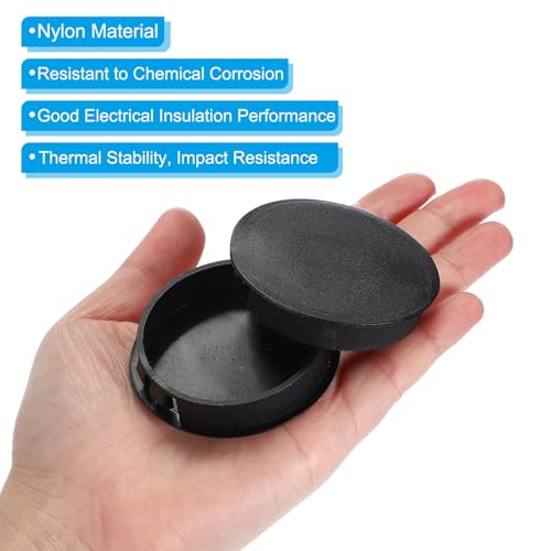 Image of PATIKIL 2 inch /50mm Plastic Hole Plugs, 20Pcs Flush Type Round Hole Plugs Cover Snap in Locking Hole Tube for Table Kitchen Cabinet Furniture, Black