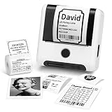 Etikettendrucker Bluetooth - Memoking M200 80mm 3 Zoll Thermo Etikettiergerät Selbstklebend, Tragbarer Beschriftungsgerät Label Drucker Kompatibel with iOS & Android Smartphone - Weiß