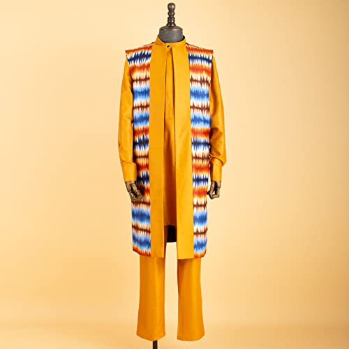 African Traditional Clothing for Men Print Coats Dashiki Shirts and Ankara Pants 3 Piece Set Tribal Outfits Plus Size2