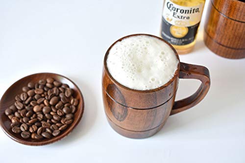 Taza de madera natural de estilo clásico para brindar en fiestas y cenas rústicas 3