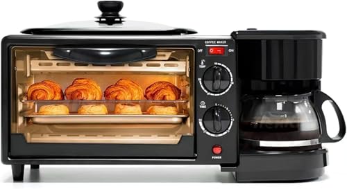 Ambety 朝食機 オーブン コーヒーメーカー 多機能3in1 朝食 ティーメーカー ハイパワーグリル調理 110Vオーブン トレイ付 上下ヒーター タイミング機能 温度調節機能 朝食・昼食 家族用