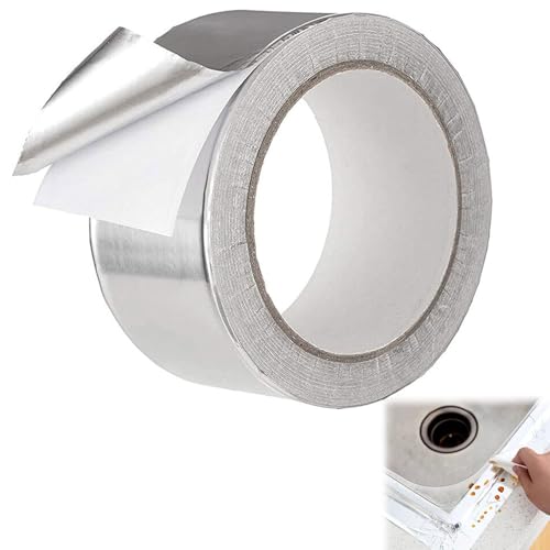 TUKNN Ruban adhésif en feuille d'aluminium, 50 mm x 10 m, solide, résistant à la chaleur, résistant à l'eau, pour blindage de panneaux, tuyaux, conduits et autres réparations à faire soi-même pour la