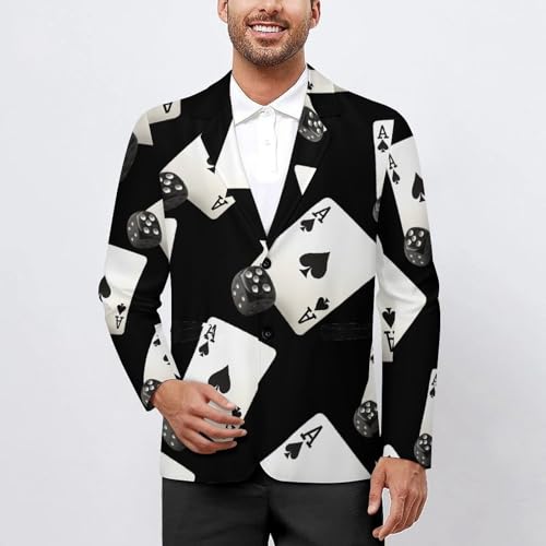 Aces-Spades Playing Card Dice Casual Men's Blazers Two Button Lapel Suits Jacket Lightweight Sport Coats2