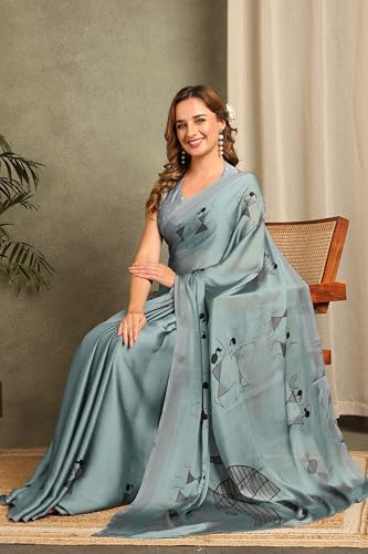 Image of MIRCHI FASHION Women Saree Floral Printed Chiffon | Breathable Lightweight Summer Sari for Office and Daily Use with Unstitched Blouse (Available in 20 Styles)