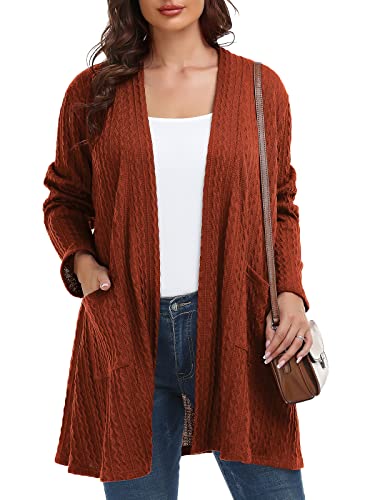 Image of BELAROI Womens Plus Size Cardigan Long Sleeves Fall Sweaters with Pockets Lightweight Jacket Open Front (1X-5X)