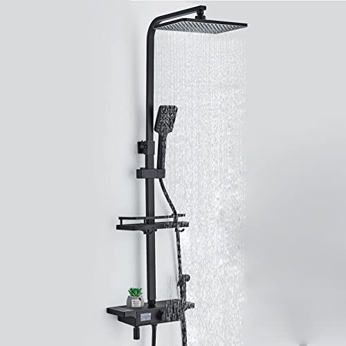 Robinet de douche de baignoire haut de gamme avec ciel de pluie et mitigeur LED