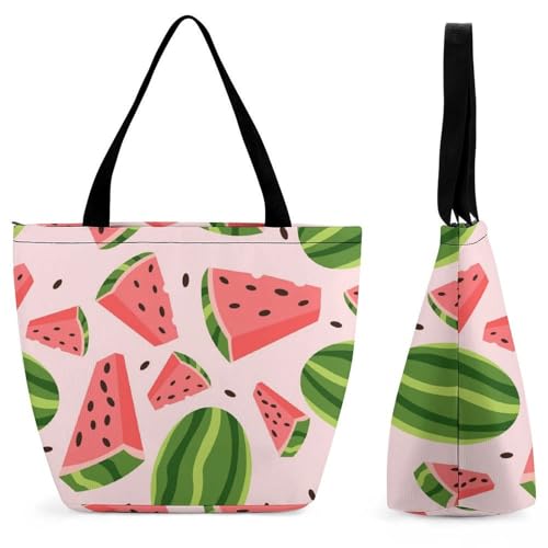 Sac à bandoulière pastèque pour femme grand sac de shopping en toile idéal pour le voyage