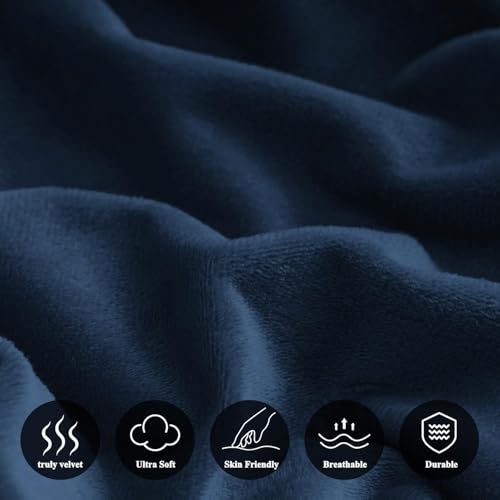 Image of Sands Premium Ultra Soft Woollen Pillow Cover Set of 2 for Winter with Zipper Closure, Cozy Pillow Case Perfect for Warmth, Flannel Warm Pillowcases, King size-18X28 Inches (Navy Blue)