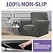 ZNSAYOTX Luxury Velvet Chair Slipcovers with Arms 2 Piece Stretch Chair Covers for Living Room Thick Soft Armchair Slipcover Anti Slip Dog Pet Friendly Furniture Protector (Grey),30