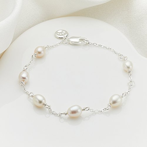 Freshwater Pearl Bracelet – 925 Sterling Silver Girls' Jewelry for First Communion, Baptism, Quinceañera, Flower Girl or Bridesmaid Gift3