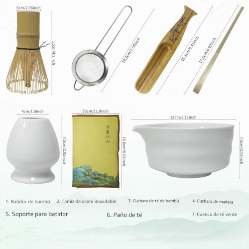 Miniatura 2 de Juego De Té Matcha Escoba Y Accesorios Para Ceremonia Matcha, Incluye Batidor, Soporte Y Cuenco De Cerámica