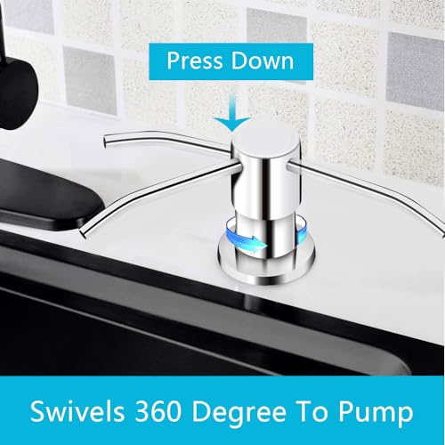 Image of Soap Dispenser for Kitchen Sink, in Sink Soap Dispenser Pump, 47 inch Silicone Extension Tube Connect to The Soap Bottle Directly, Say Goodbye to Frequent Refills (Chrome)