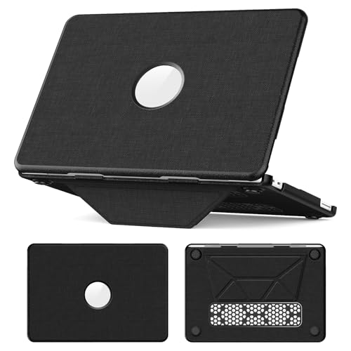 Image of ProElite Case for MacBook Neo 13 inch 2026, Fabric Material Hard Shell with Slim TPU Bumper and Fold Kickstand, Black