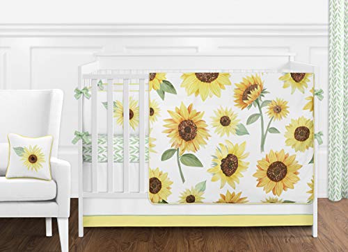Sweet Jojo Designs Yellow, Green and White Sunflower Boho Floral Baby Girl Nursery