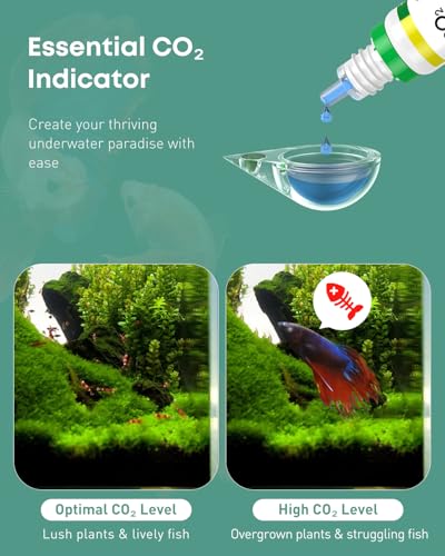 Image of Pawfly Acrylic CO2 Drop Checker for Aquarium, Fish Tank Carbon Dioxide Checker, CO2 Monitor Kit with Solution & Suction Cups, CO2 Detector, Aquarium CO2 Tester, CO2 Indicator for Planted Fish Tank