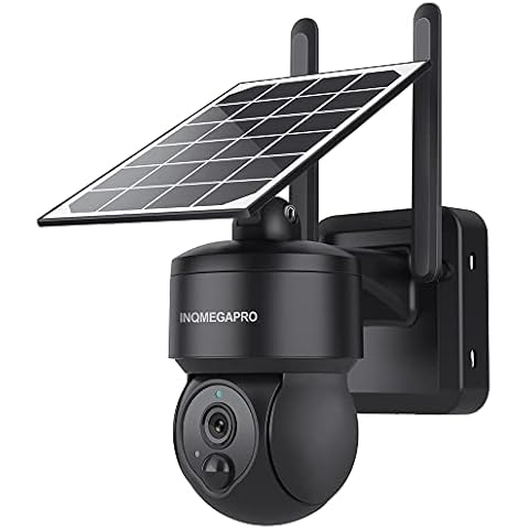 INQMEGAPRO Wireless WiFi Security Camera Outdoor, 3MP Solar Powered Camera Outdoor, 360 Degree Rotating Dome Camera with Solar Panel, Humanoid Motion Detection, Two-Way Audio Cover