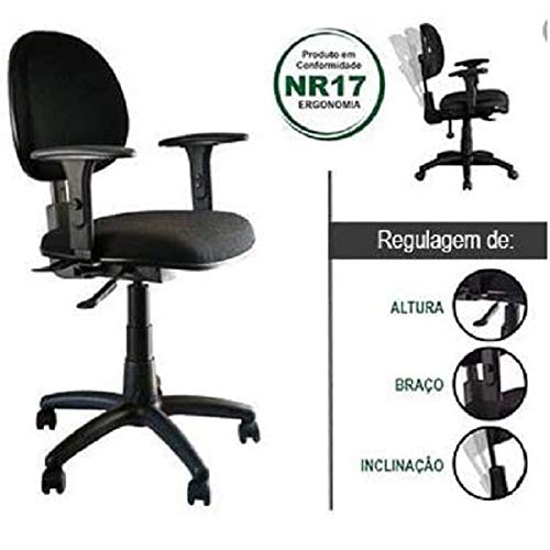 Cadeira Executiva Ergonômica-1910 backsysten Nr17 da ABNT com regulagem de Braço - Cor Preto (J.serr