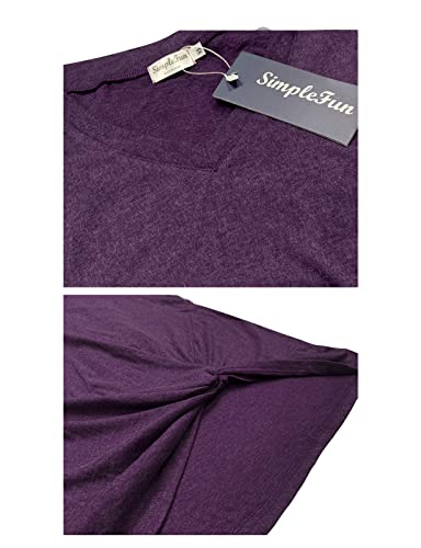 Image of SimpleFun Womens Tops Long Sleeve Shirts V Neck Loose Twist Knot Fall Tunic